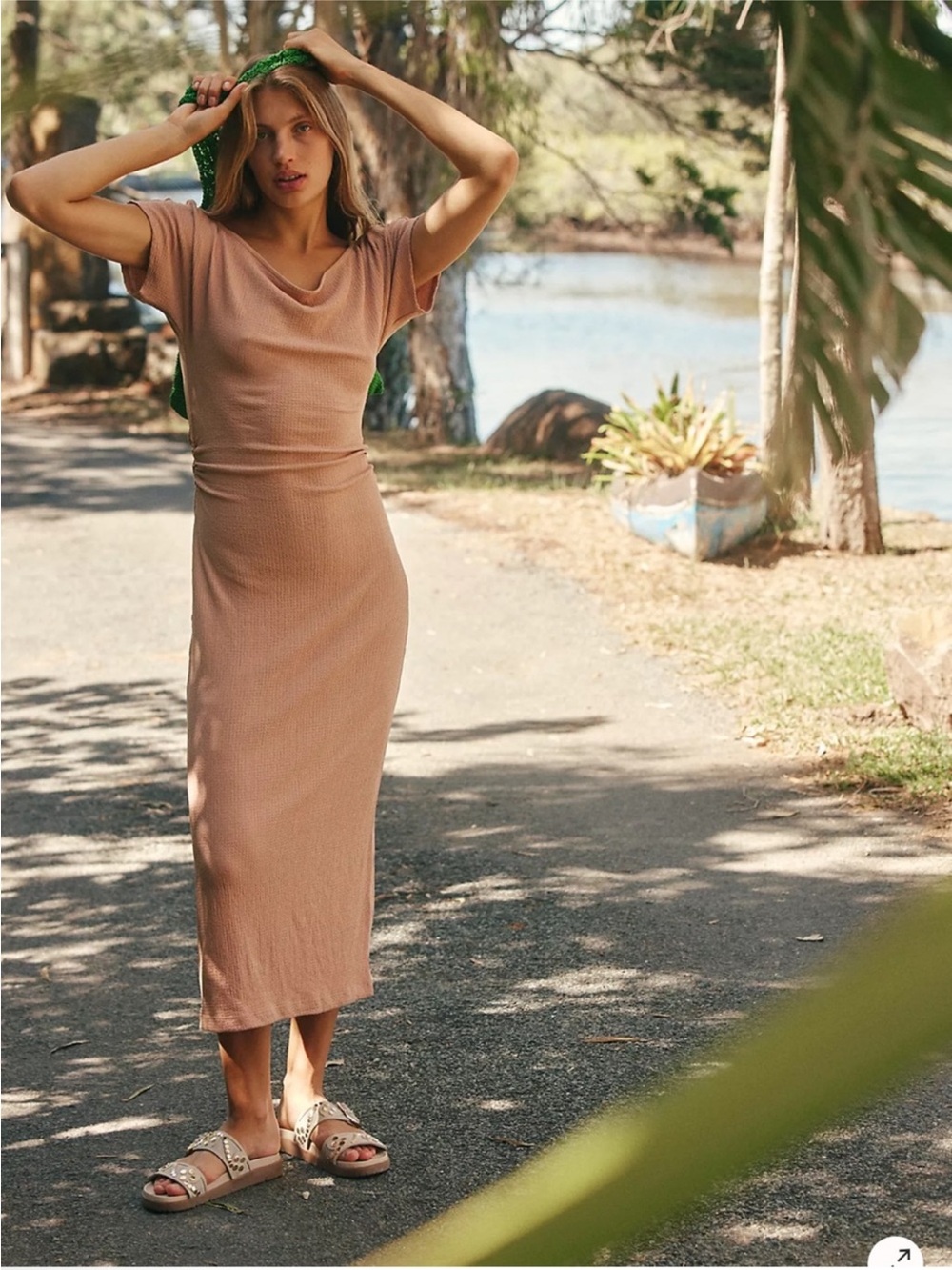 Free people Beach Promeda Midi/Maxi Dress Sz M stretchy Lightweight